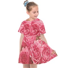 Roses Noble Roses Romantic Pink Kids  Sailor Dress by Pakrebo