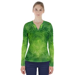 Pagan Mandala Seamless Tileable V-neck Long Sleeve Top by Pakrebo