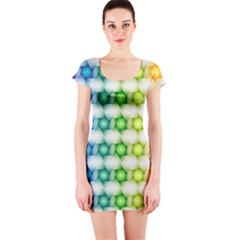 Background Colorful Geometric Short Sleeve Bodycon Dress by Pakrebo