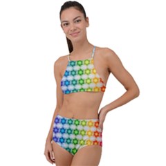 Background Colorful Geometric High Waist Tankini Set by Pakrebo