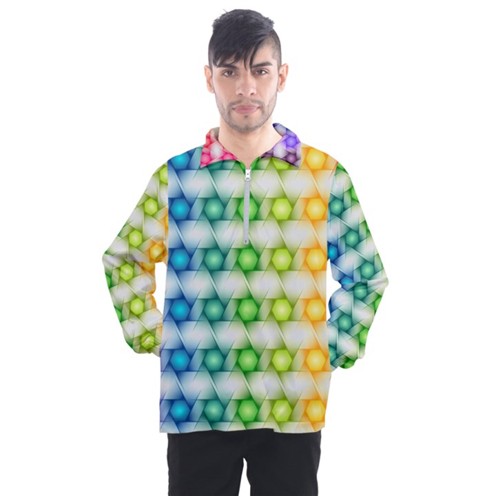 Background Colorful Geometric Men s Half Zip Pullover