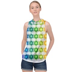 Background Colorful Geometric High Neck Satin Top by Pakrebo