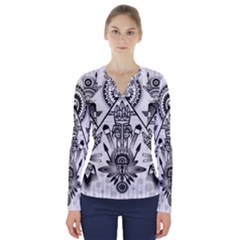 Ancient Parade Ancient Civilization V-neck Long Sleeve Top by Pakrebo