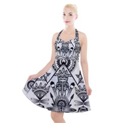 Ancient Parade Ancient Civilization Halter Party Swing Dress  by Pakrebo