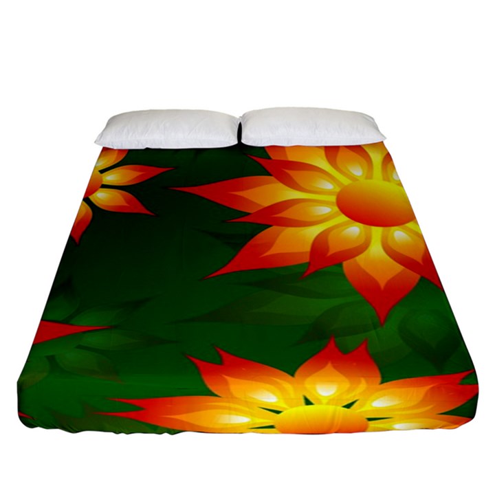 Flower Pattern Floral Non Seamless Fitted Sheet (King Size)