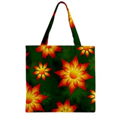 Flower Pattern Floral Non Seamless Zipper Grocery Tote Bag by Pakrebo