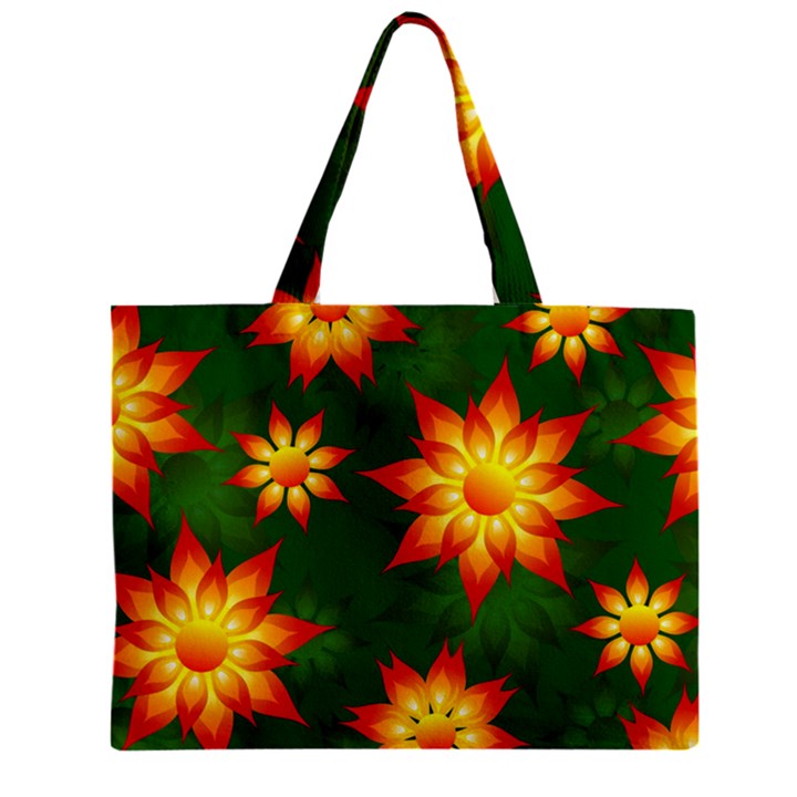 Flower Pattern Floral Non Seamless Zipper Mini Tote Bag