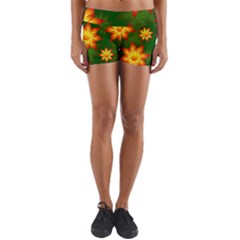 Flower Pattern Floral Non Seamless Yoga Shorts by Pakrebo