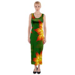 Flower Pattern Floral Non Seamless Fitted Maxi Dress by Pakrebo