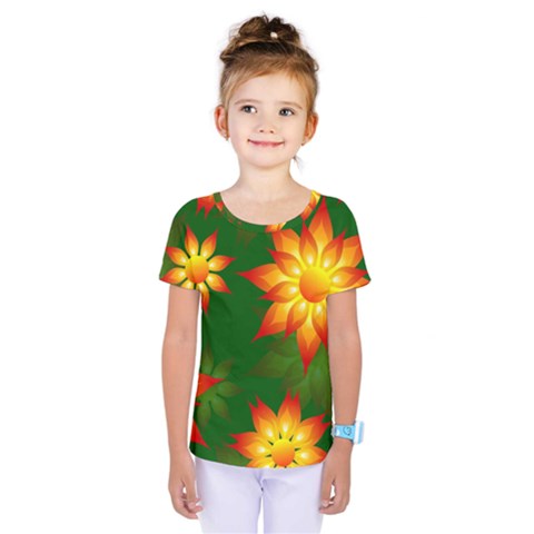 Flower Pattern Floral Non Seamless Kids  One Piece Tee by Pakrebo