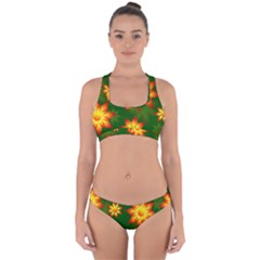 Flower Pattern Floral Non Seamless Cross Back Hipster Bikini Set by Pakrebo