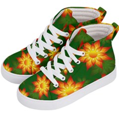 Flower Pattern Floral Non Seamless Kids  Hi-top Skate Sneakers