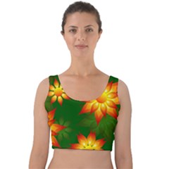 Flower Pattern Floral Non Seamless Velvet Crop Top by Pakrebo