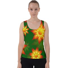 Flower Pattern Floral Non Seamless Velvet Tank Top by Pakrebo