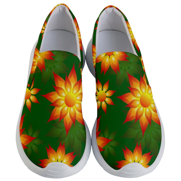 Flower Pattern Floral Non Seamless Women s Lightweight Slip Ons