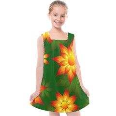 Flower Pattern Floral Non Seamless Kids  Cross Back Dress by Pakrebo