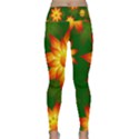 Flower Pattern Floral Non Seamless Lightweight Velour Classic Yoga Leggings View1