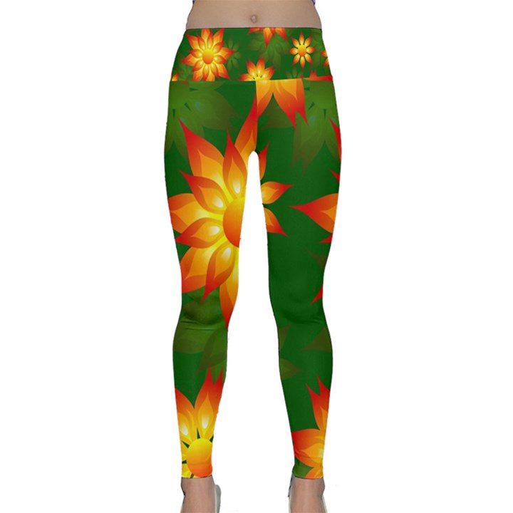 Flower Pattern Floral Non Seamless Lightweight Velour Classic Yoga Leggings