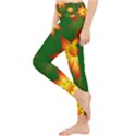 Flower Pattern Floral Non Seamless Lightweight Velour Classic Yoga Leggings View3