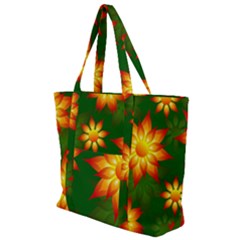 Flower Pattern Floral Non Seamless Zip Up Canvas Bag by Pakrebo