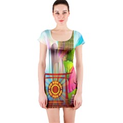 Zen Garden Japanese Nature Garden Short Sleeve Bodycon Dress by Pakrebo