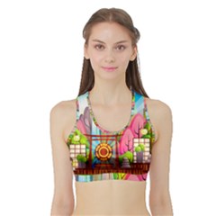 Zen Garden Japanese Nature Garden Sports Bra With Border by Pakrebo