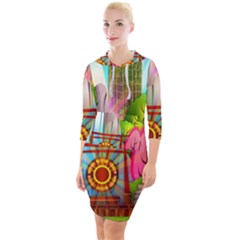 Zen Garden Japanese Nature Garden Quarter Sleeve Hood Bodycon Dress by Pakrebo