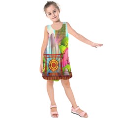 Zen Garden Japanese Nature Garden Kids  Sleeveless Dress by Pakrebo