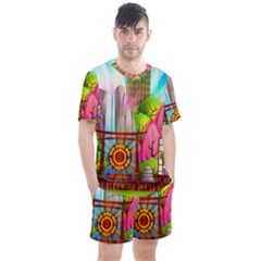 Zen Garden Japanese Nature Garden Men s Mesh Tee And Shorts Set