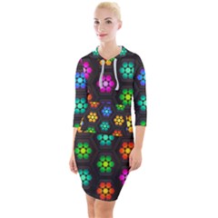 Pattern Background Colorful Design Quarter Sleeve Hood Bodycon Dress by Pakrebo