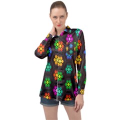 Pattern Background Colorful Design Long Sleeve Satin Shirt