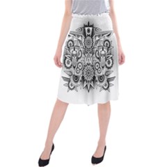 Forest Patrol Tribal Abstract Midi Beach Skirt by Pakrebo