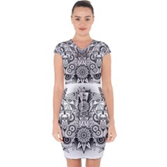 Forest Patrol Tribal Abstract Capsleeve Drawstring Dress  by Pakrebo