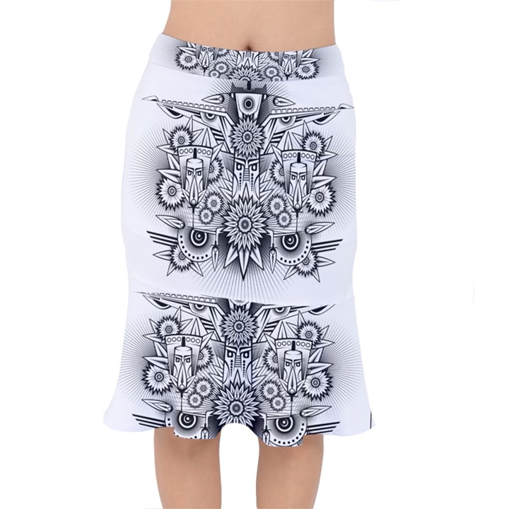 Forest Patrol Tribal Abstract Short Mermaid Skirt