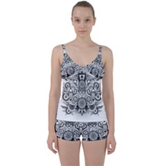 Forest Patrol Tribal Abstract Tie Front Two Piece Tankini by Pakrebo