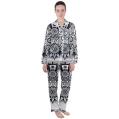 Forest Patrol Tribal Abstract Satin Long Sleeve Pyjamas Set by Pakrebo