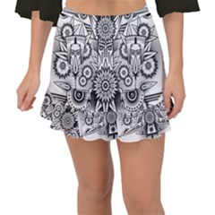 Forest Patrol Tribal Abstract Fishtail Mini Chiffon Skirt by Pakrebo