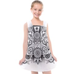 Forest Patrol Tribal Abstract Kids  Cross Back Dress by Pakrebo