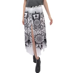 Forest Patrol Tribal Abstract Velour Split Maxi Skirt by Pakrebo