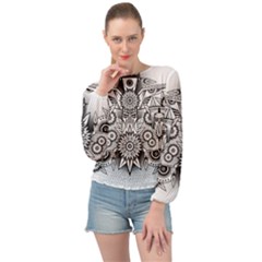 Forest Patrol Tribal Abstract Banded Bottom Chiffon Top by Pakrebo