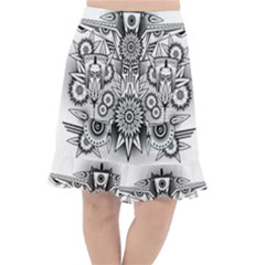 Forest Patrol Tribal Abstract Fishtail Chiffon Skirt by Pakrebo