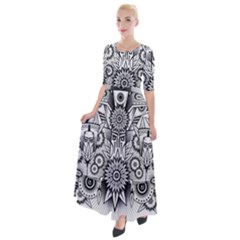 Forest Patrol Tribal Abstract Half Sleeves Maxi Dress