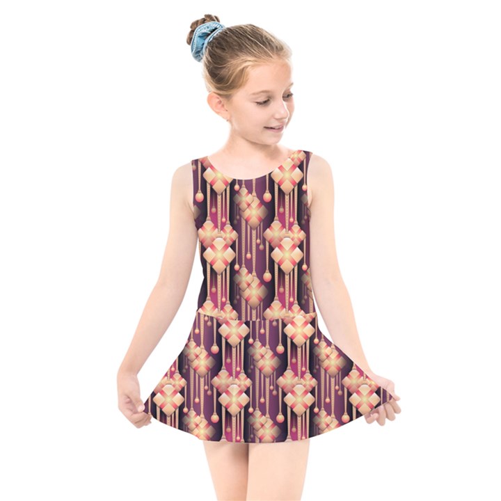 Illustrations Seamless Pattern Kids  Skater Dress Swimsuit