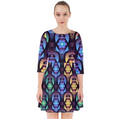 Pattern Background Bright Blue Smock Dress