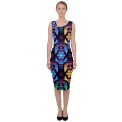 Pattern Background Bright Blue Sleeveless Pencil Dress by Pakrebo