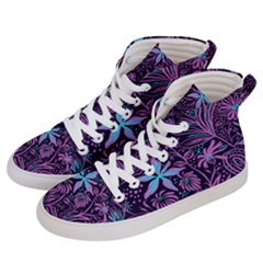 Stamping Pattern Leaves Drawing Men s Hi-top Skate Sneakers by Pakrebo