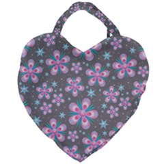 Seamless Pattern Flowers Pink Giant Heart Shaped Tote by Pakrebo