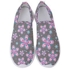 Seamless Pattern Flowers Pink Men s Slip On Sneakers by Pakrebo