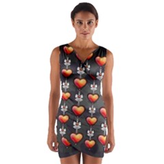 Love Heart Background Wrap Front Bodycon Dress by Pakrebo