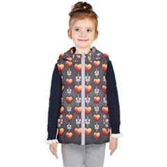 Love Heart Background Kids  Hooded Puffer Vest